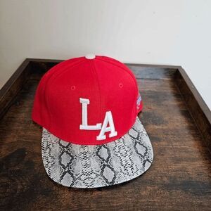 Ace H&C Los Angeles Snake Baseball Cap Snapback Style N-163 NWT Men's Red/White/
